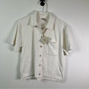 Faherty Cabana short-sleeve button-up shirt in the Tropic Fern pattern